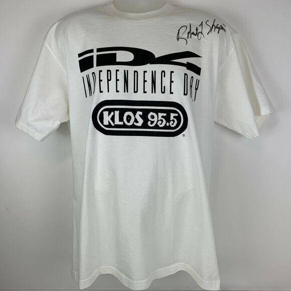 Vintage ID4 Independence Day T Shirt Mens X-Large Robert Shapiro Signed White - Picture 2 of 8